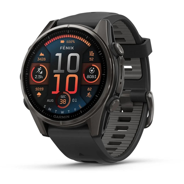 Garmin Fenix 8 43mm AMOLED Sapphire titánium fekete szilikon szíjjal