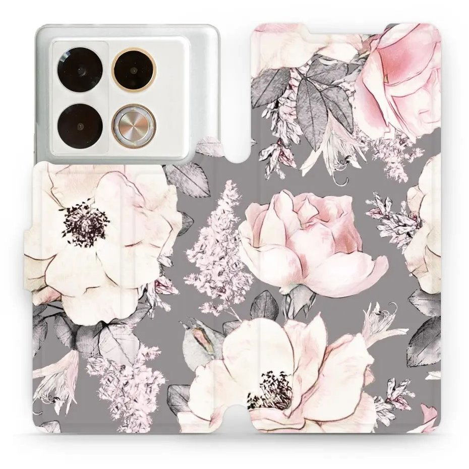 Mobiwear Infinix Note 40 Pro / Note 40 Pro+ 5G flip tok - virágok (5906511898172)