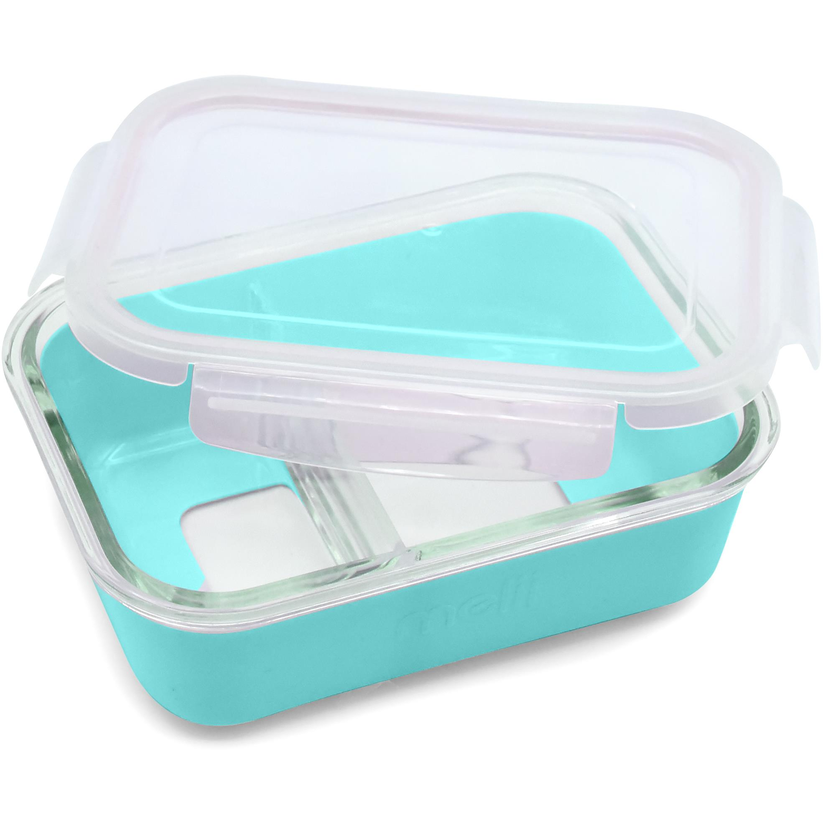 Melii Üveg ebédtartó, szilikon tokkal, kék (790693169619)