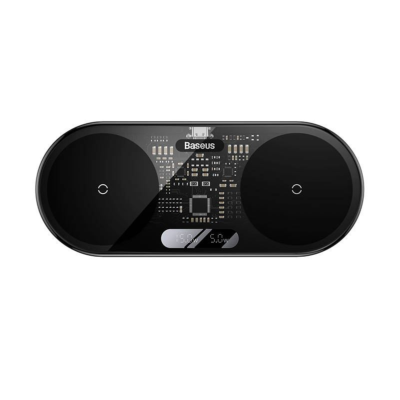 Baseus Digital LED Display Kettős Qi vezeték nélküli töltő 20W (WXSX010101) (WXSX010101)