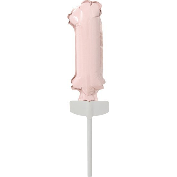 1-es Szám Fólia Lufi Tortára - 13 cm, Rózsaszín (616026)