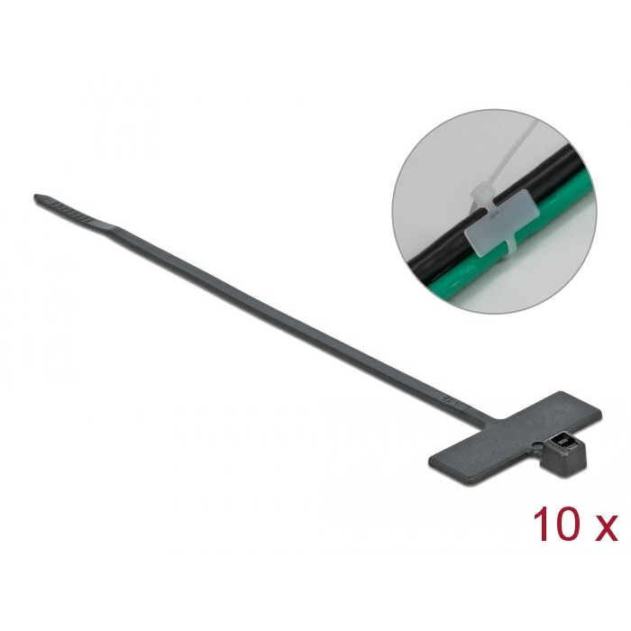 Delock kábelkötegelő címkével 100x2.5mm, 10darab fekete (18958) (delock18958)