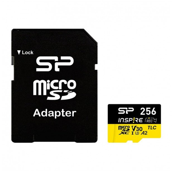 Silicon Power SP256GBSTXLA2V1NSP Micro SD Card, 256 GB, a2, v30,uhs-1 (u1) 3D TLC