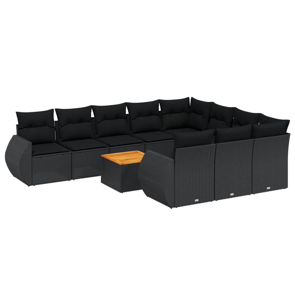 11 részes fekete polyrattan kerti ülőgarnitúra párnákkal (3257511)