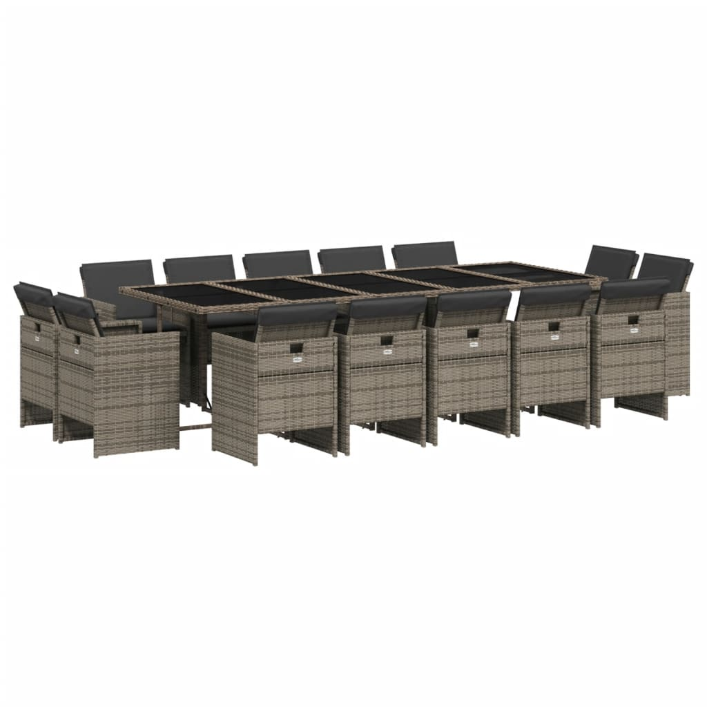 15 részes szürke polyrattan kerti étkezőgarnitúra párnákkal (3277819)