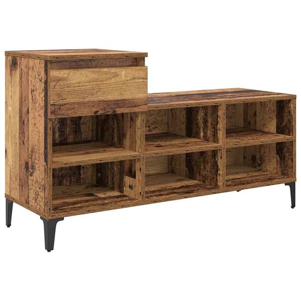 Cipőszekrény fiókkal polcokkal Régi fa 102 x 36 x 60 cm Faanyag