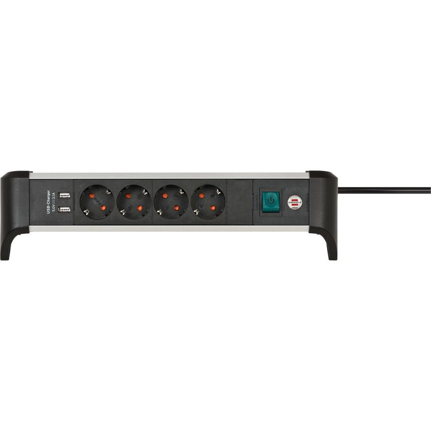 Brennenstuhl Steckdosenleiste ALU-Office-Line 4fach 1,8m USB (1391040410)