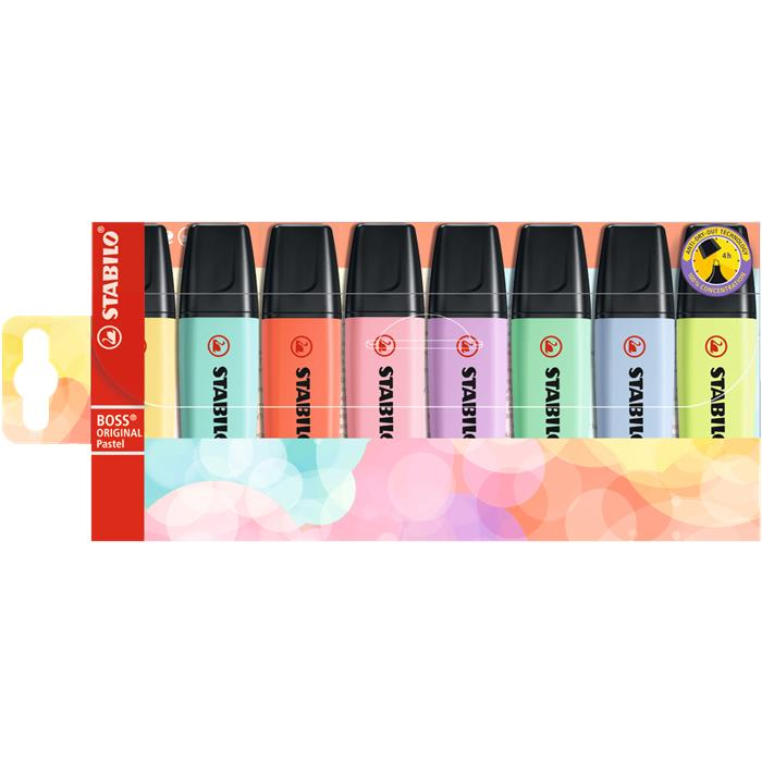 STABILO Boss Original Pastel szövegkiemelő 8 dB Vésőhegyű Többszínű (70/8-3)