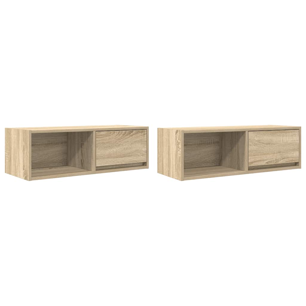 2 db sonoma tölgy színű szerelt fa TV-szekrény 80x31x25,5 cm (861459)