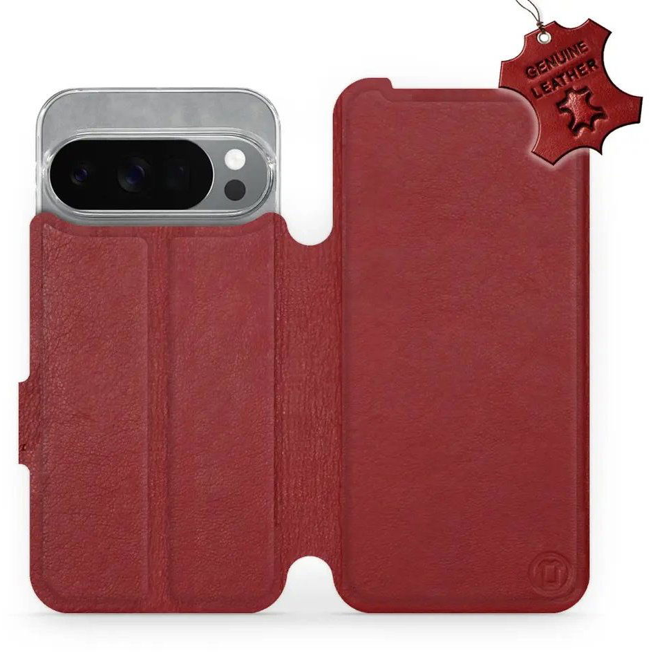 Mobiwear Flip Google Pixel 10 Pro sötétpiros bőrtok (5907861260589)