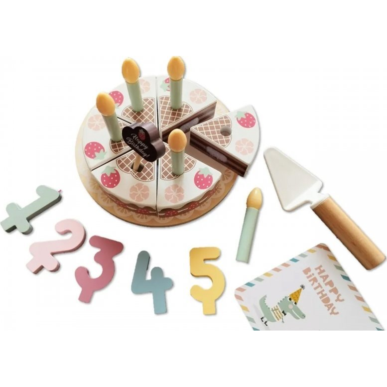 Tooky Toys Fa Játék Szülinapi Torta Szett - Pasztell Színű (TH544B)