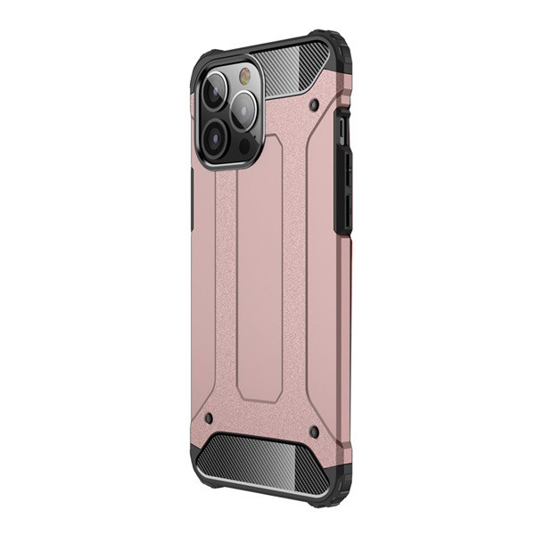 Defender műanyag telefonvédő (közepesen ütésálló, légpárnás sarok, szilikon belső, fémhatás) RÓZSASZÍN [Apple iPhone 13 Pro Max] (5996591097381)