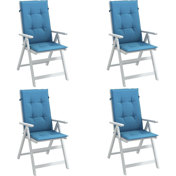 4 db melange kék szövet magas háttámlájú székpárna 120x50x4 cm