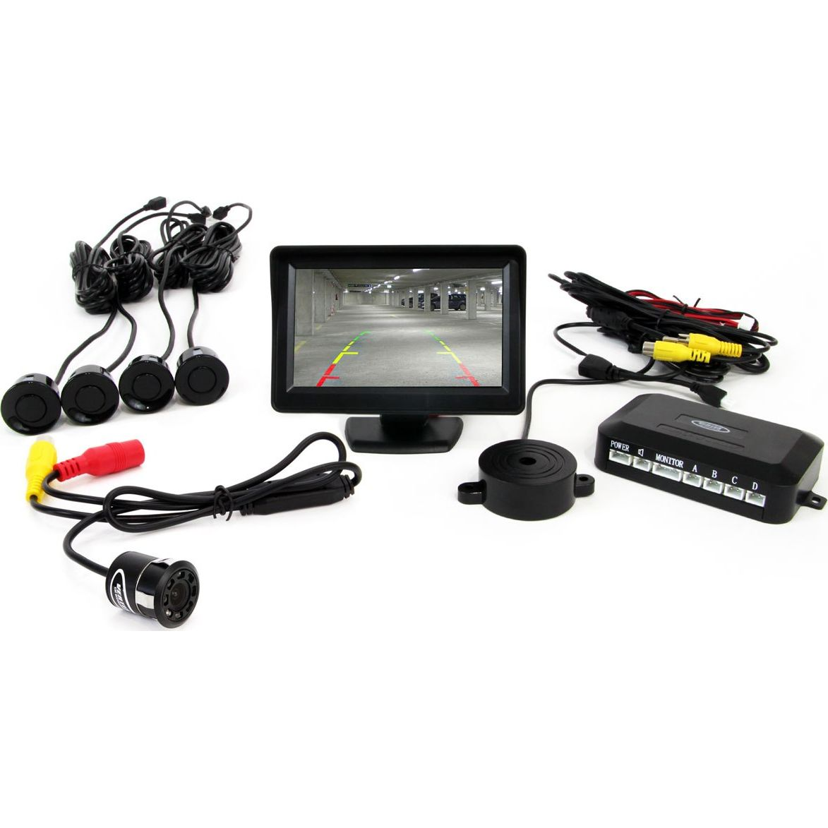 Amio Tolatóradar 4 Darab Fekete 22 mm-es Szenzorral, 4.3" Tft Monitorral + Éjjellátó (AMI-01555)