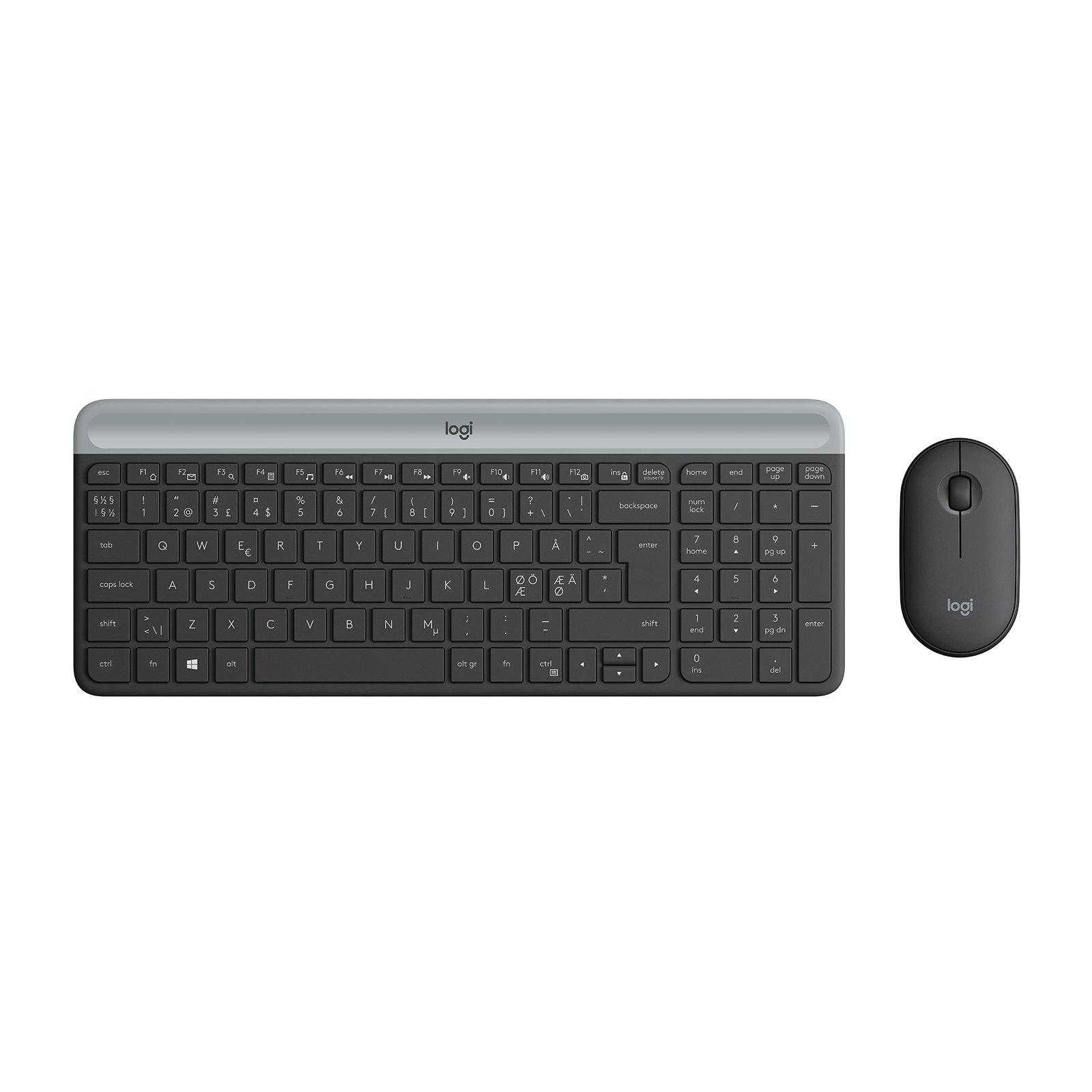 Комплект клавиатура и мишка Logitech MK470 Slim — 920-009200, скандинавска подредба