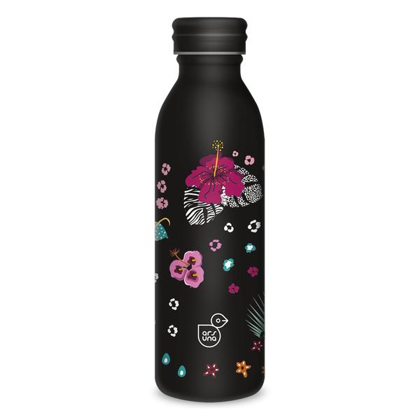 Ars Una Black Hibiscus 24 Dupla falú Termosz kulacs 600ml - Fekete mintás