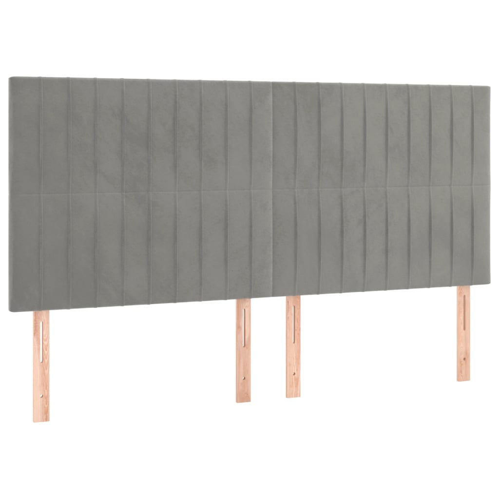 4 db világosszürke bársony fejtámla 80 x 5 x 78/88 cm (3116624)