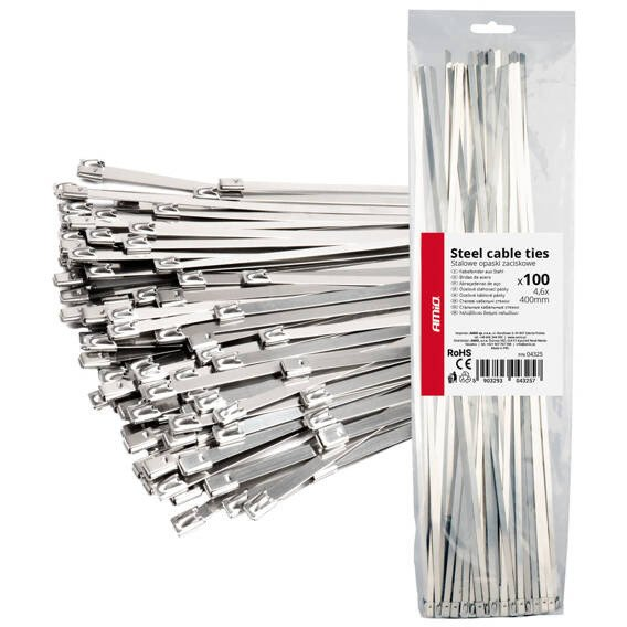 Amio-04325 Rozsdamentes Acél Fém Bilincsek 4,6x400 mm 100 db