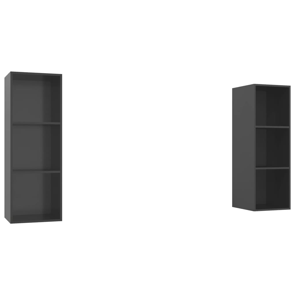 2 db magasfényű szürke forgácslap fali TV-szekrény (3079861)