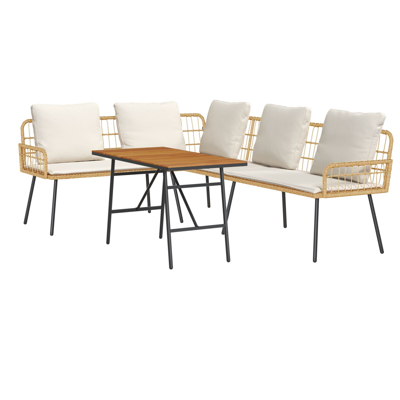 2 darabos Kerti KanapéSzett párnákkal - Természetes Poli Rattan (3328653)