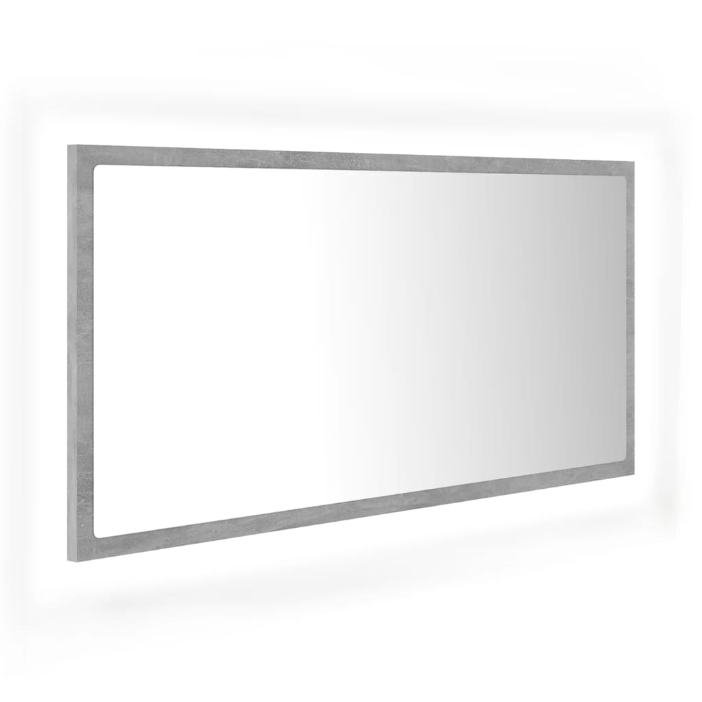 betonszürke akril LED-es fürdőszobatükör 90x8,5x37 cm (804936)