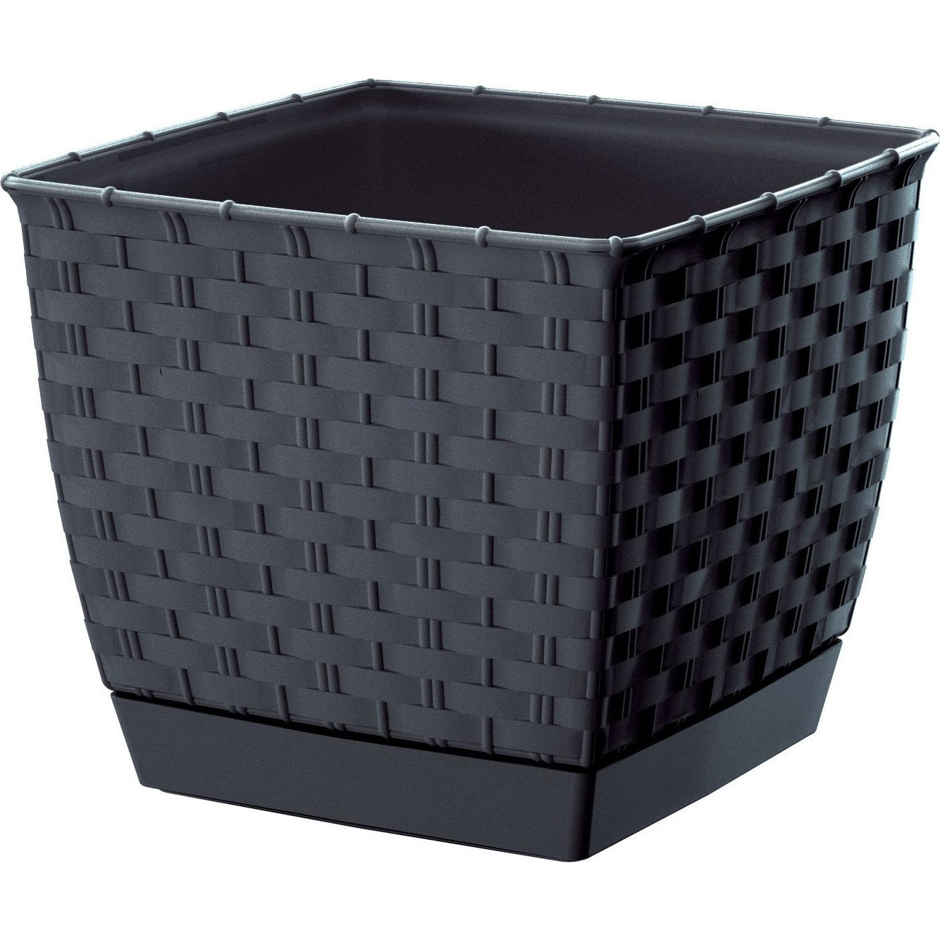 Kaspó RATOLLA rattan 4SZÖG + ALJ 17 Antracit (DRLK165-S433)