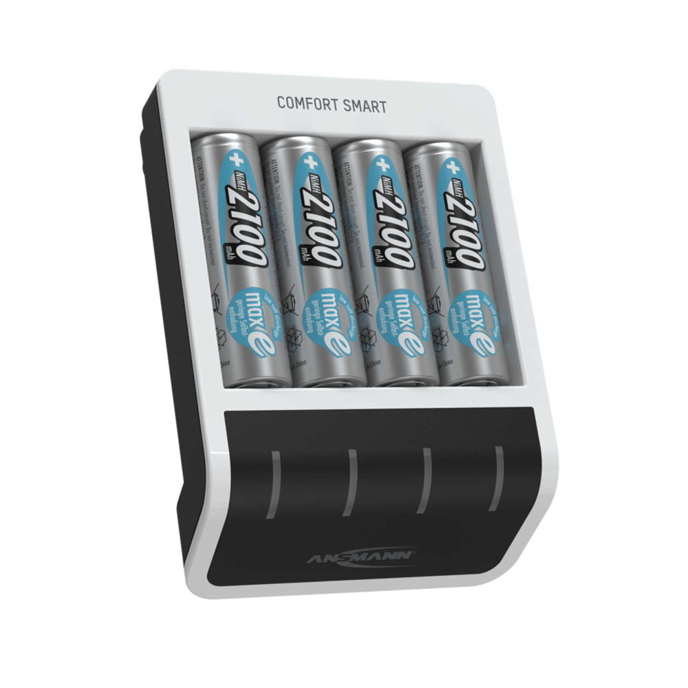 Ansmann Comfort Smart 4x AA/AAA NiMH Akkumulátor gyorstöltő + 4db elem (4x AA - 2100mAh) (1001-0092-01)