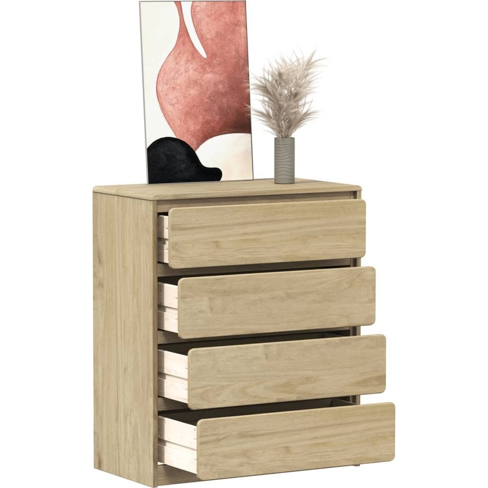 SAUDA tölgy tömör fenyőfa fiókos szekrény 76,5 x 39 x 91 cm (377595)