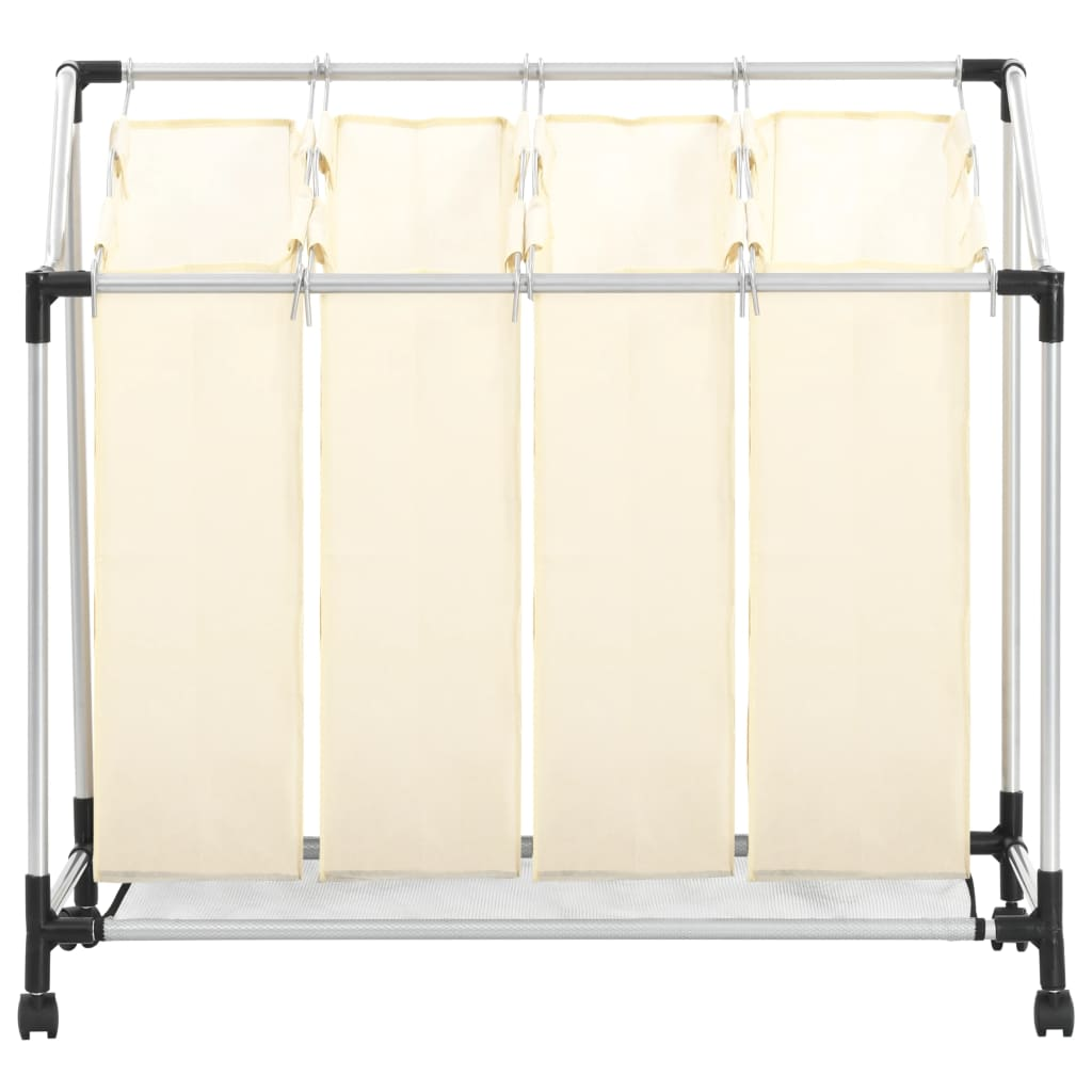 krémszínű acél szennyesszortírozó 4 zsákkal (282428)