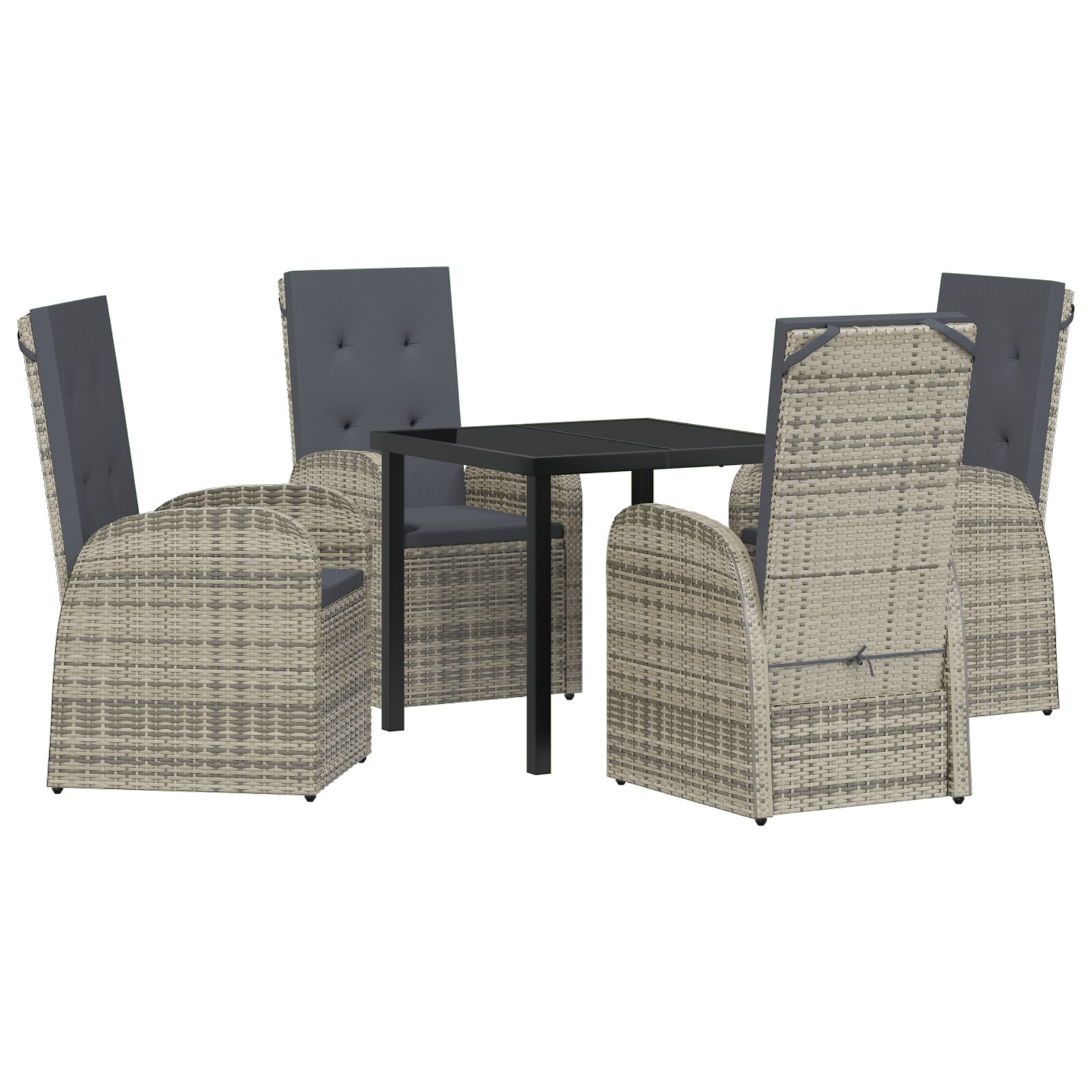 5 részes kerti étkező szett párnákkal, Szürke Polirattan (3379479)