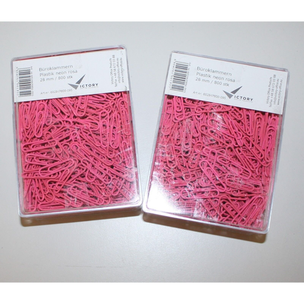 Victory Office Product Spinacze okrągłe 28mm VICTORY OFFICE PRODUCTS 6028KP800-095 neonowe różowe metalowepowlekane w pojemniku plastikowym 800szt