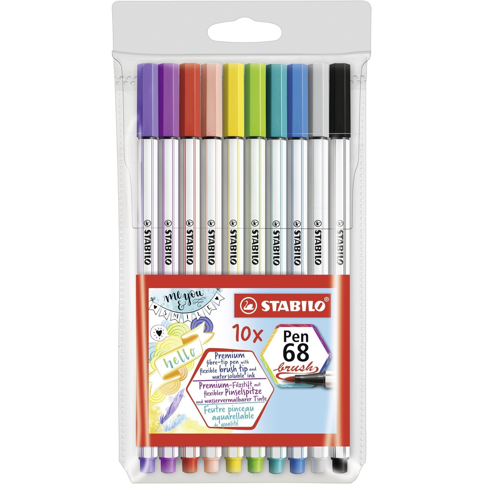 STABILO Pen 68 brush 10 db tok (4006381546157)