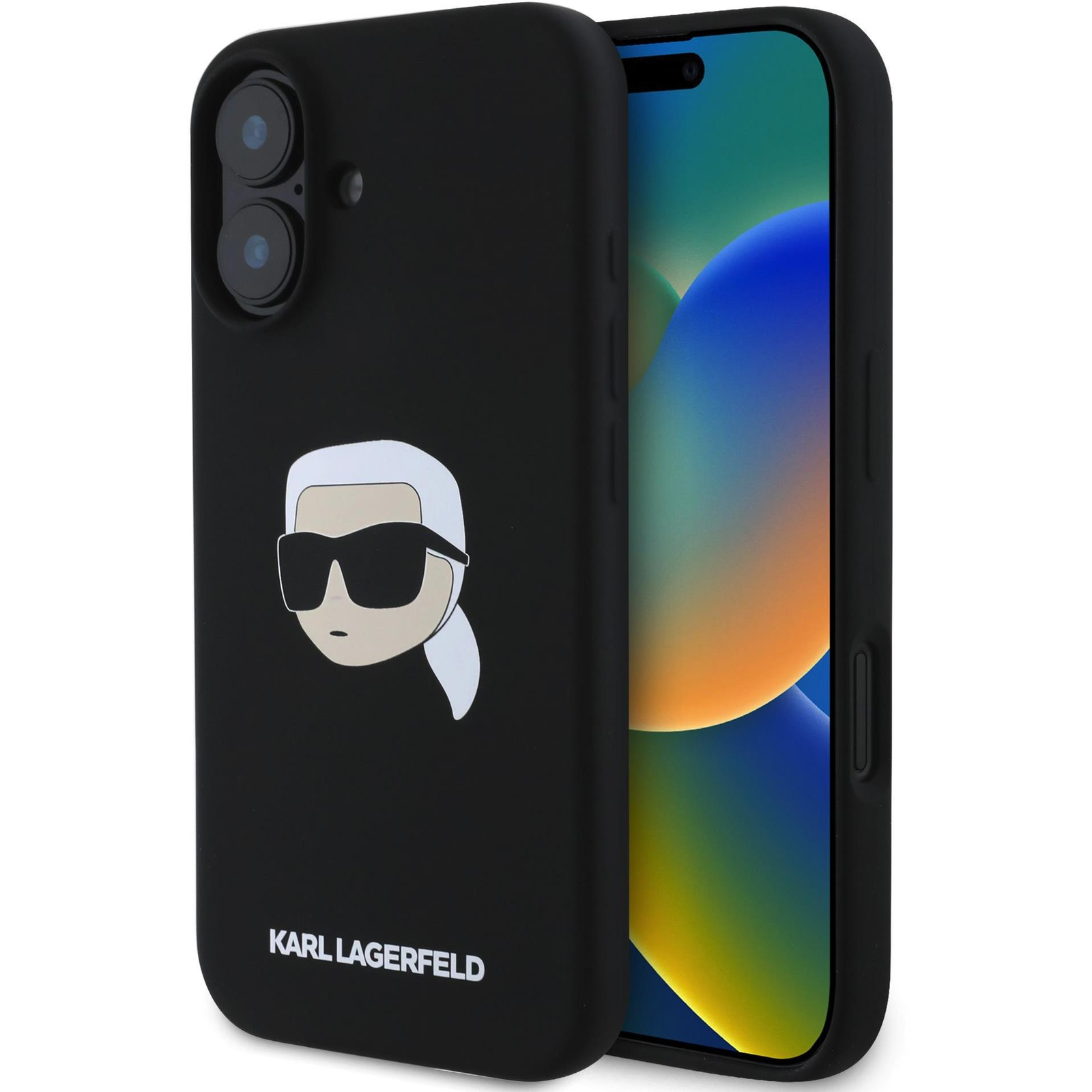 Karl Lagerfeld Liquid Silicone Karl Head MagSafe iPhone 16 Black tok (KLHMP16SSKHPPLK)
