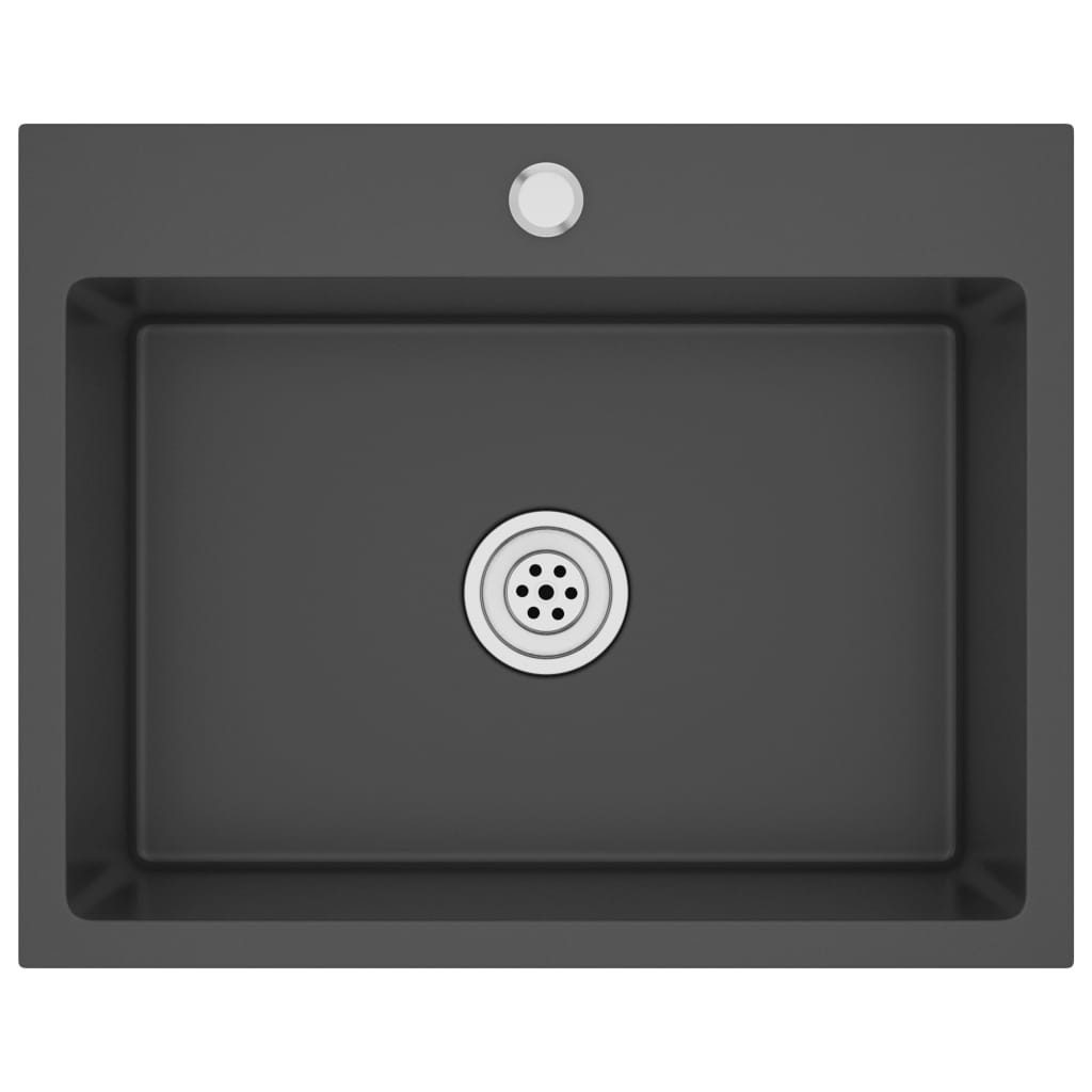 fekete kézzel készült rozsdamentes acél mosogató (51513)