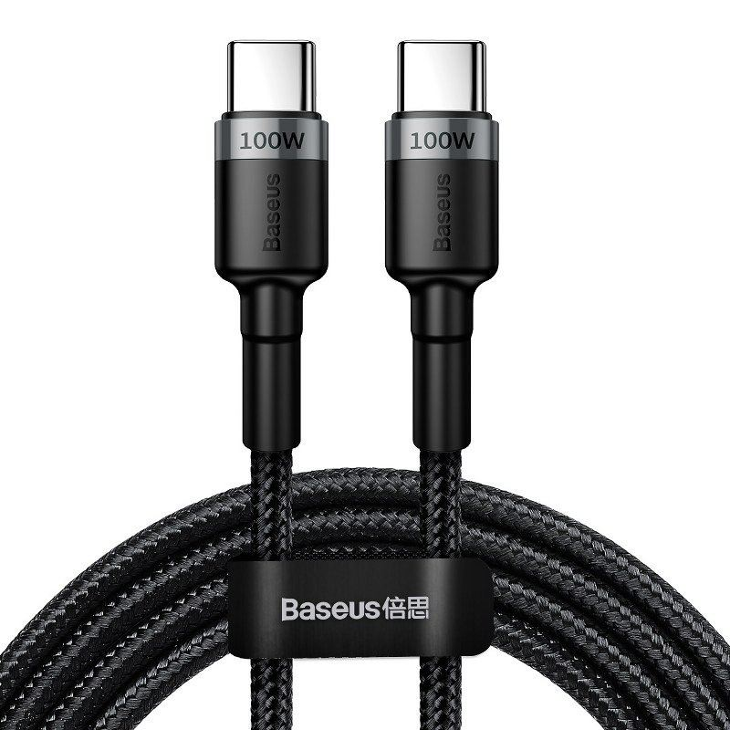 Baseus Cafule USB-C - USB-C kábel QC 3.0 2m szürke-fekete (CATKLF-ALG1) (CATKLF-ALG1)