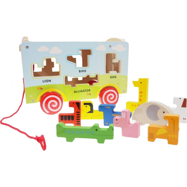 Dřevěný autobus skládačka