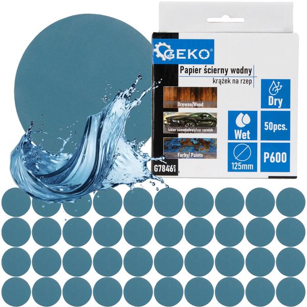 Papier ścierny wodny – krążek na rzep 125mm P600 (50/1000)
