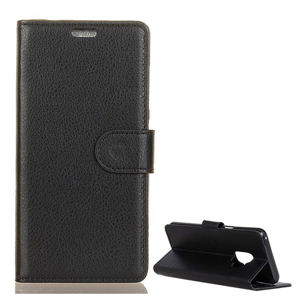 Tok álló, bőr hatású (FLIP, oldalra nyíló, asztali tartó funkció, prémium) FEKETE [Samsung Galaxy S9 (SM-G960)] (5996457745272)