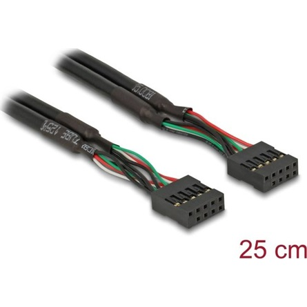 Delock Kabel USB 2.0 Pfostenbuchse 2,54 mm 10 Pin zu USB 2.0 Pfostenbuchse 2,54 mm 10 Pin 25 cm