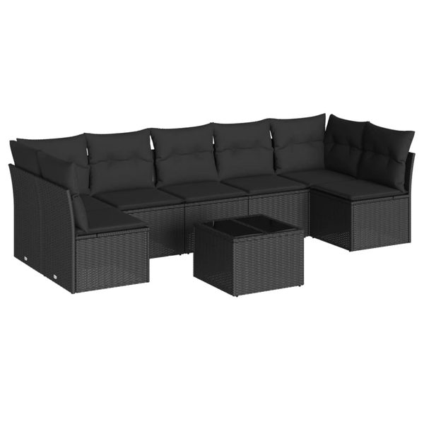 Set zahradního nábytku plast vidaXL černý 8 dílů