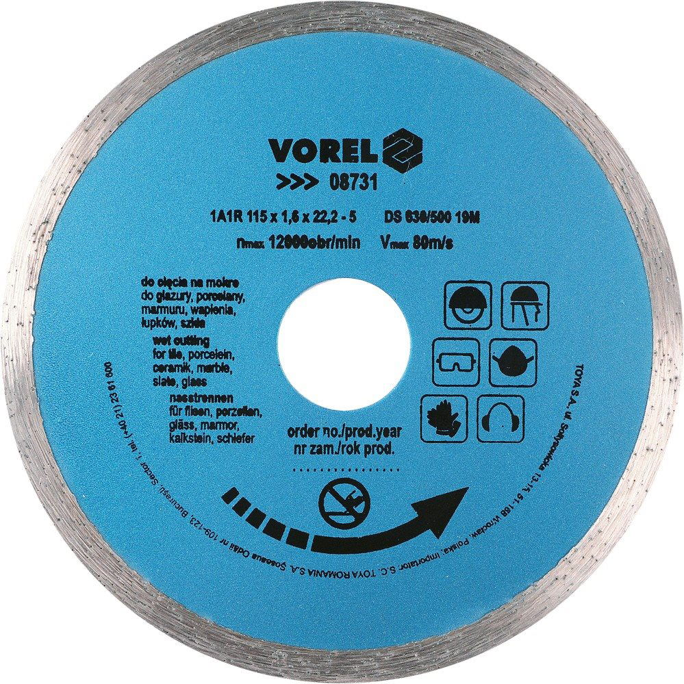 Vorel gyémánt korong 115 x 22,2 x 1,6 mm tömör (5906083087318)
