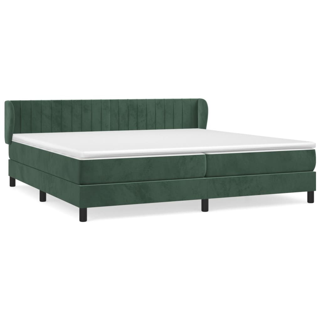 sötétzöld bársony rugós ágy matraccal 200x200 cm (3127634)