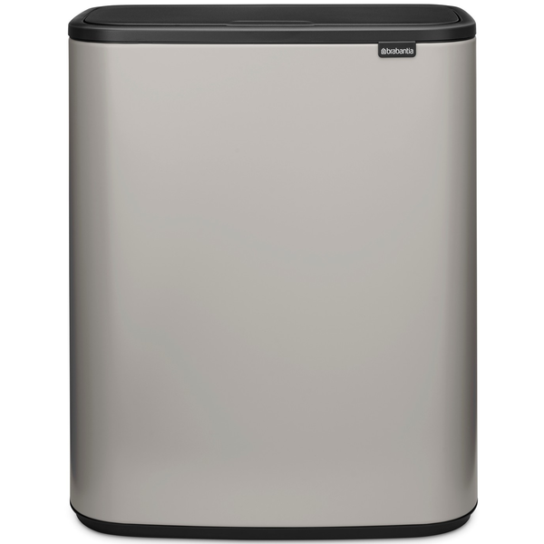 Brabantia Bo Touch Bin nyomófedeles hulladékgyűjtő XXL, padlón álló, műanyag tartály, 2x30L - O méret, acél, hamvasszürke - 255045
