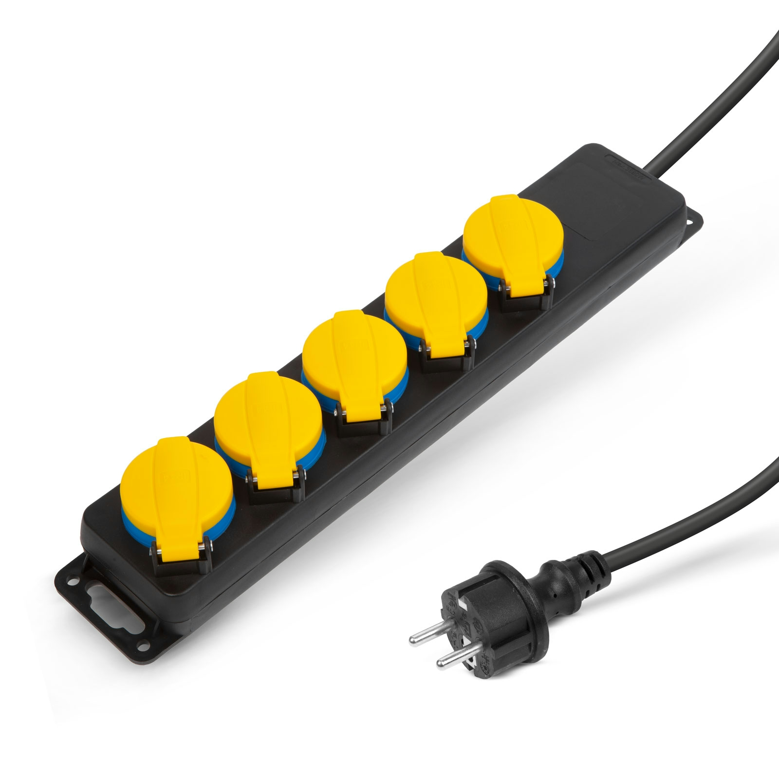 Delight 20223E 220V Kültéri elosztó 5 aljzatos 1.5m - Fekete/Sárga (20223E)