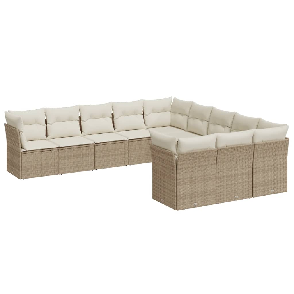 11 részes bézs polyrattan kerti ülőgarnitúra párnákkal (3218408)