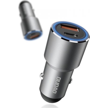 USB avtopolnilec USB-C PD QC 22,5W siv