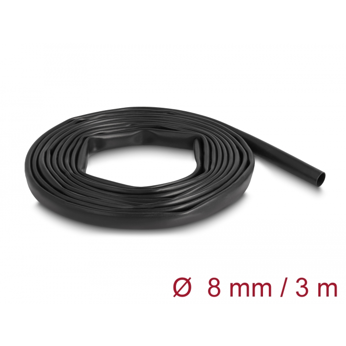 Delock 19000 PVC Kábelszigetelő borító cső 3m - Fekete (19000)