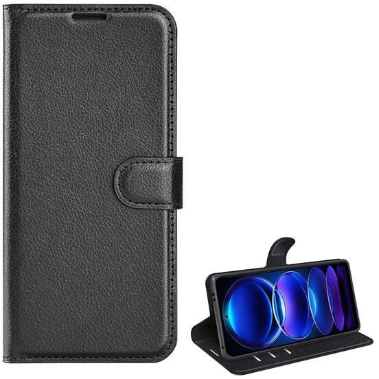Gigapack Xiaomi Redmi Note 12 5G bőr hatású prémium fliptok fekete (GP-136999) (GP-136999)