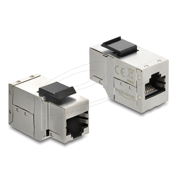 Keystone Modul Kupplung RJ45 Buchse zu RJ45 Buchse Cat.6A mit schwarzer Kunststoff Latch, geschirmt