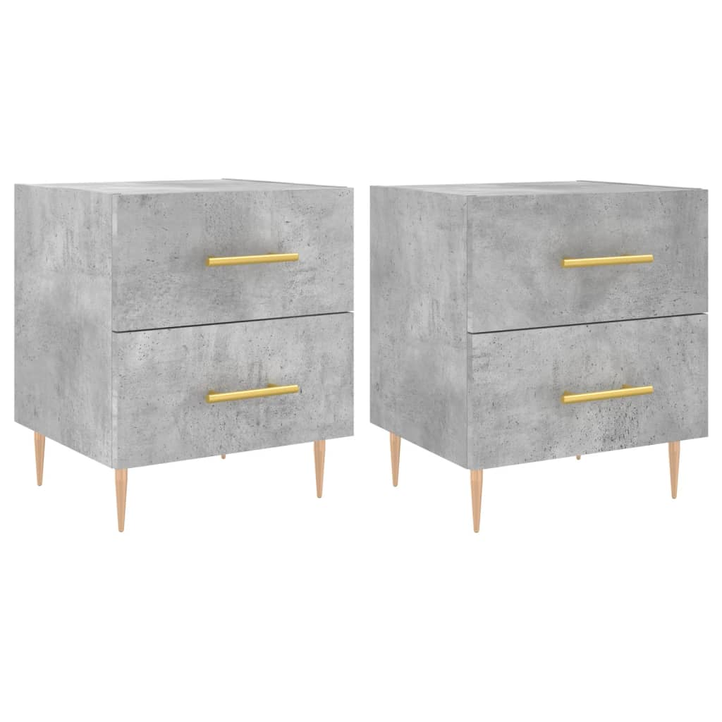 2 db betonszürke szerelt fa éjjeliszekrény 40 x 35 x 47,5 cm (827285)